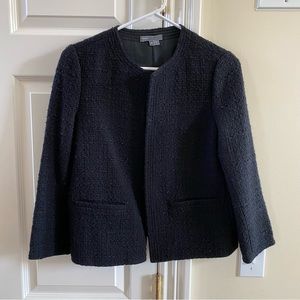 Vince black boucle tweed cropped wool blend jacket blazer 3/4 sleeve size 8